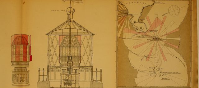 a beautiful victorian technical drawing off the lighthouse wolf rock